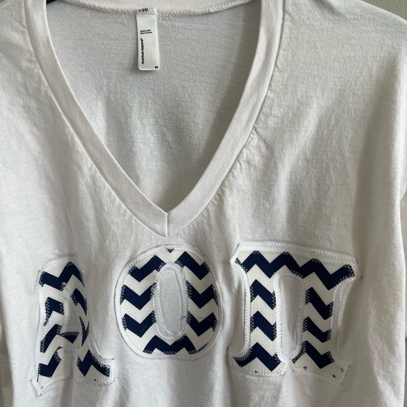 Alpha Omicron Pi Chevron Letters V Neck Tee - Picture 2 of 3